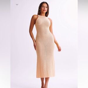 MESHKI Cordelia Crochet fishtail dress- Apricot Small NWT